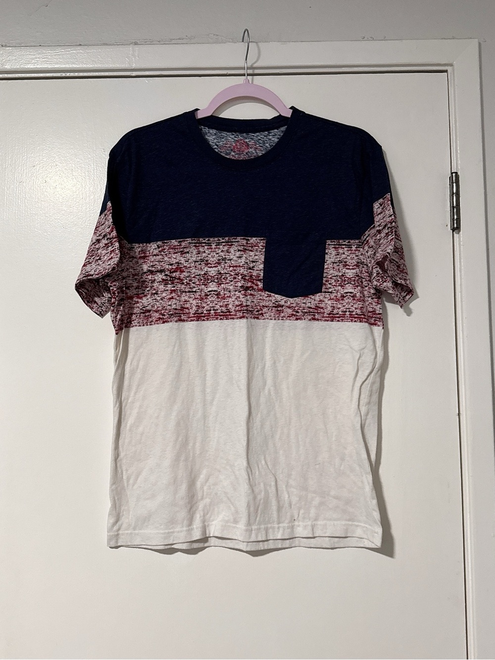 American Rag Navy, Maroon & White Colorblock Pocket Tee